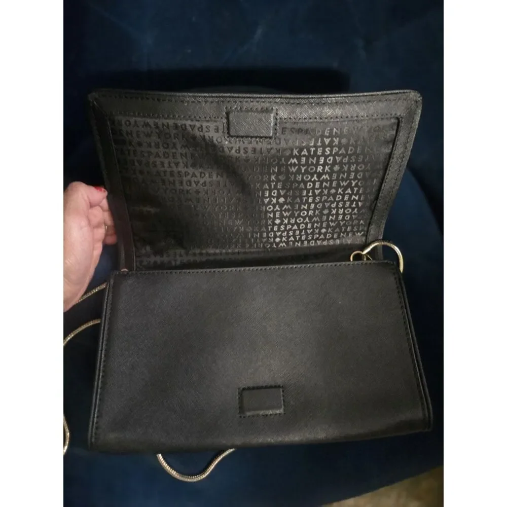 Kate Spade Eva Davies Mews Black Jeweled Bow Clutch Crossbody Bag